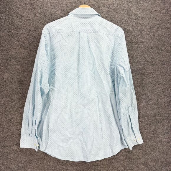Croft & Barrow Shirt Men 16 Blue Polka Dot Button Up Collared Long Sleeve Cotton - Picture 2 of 7